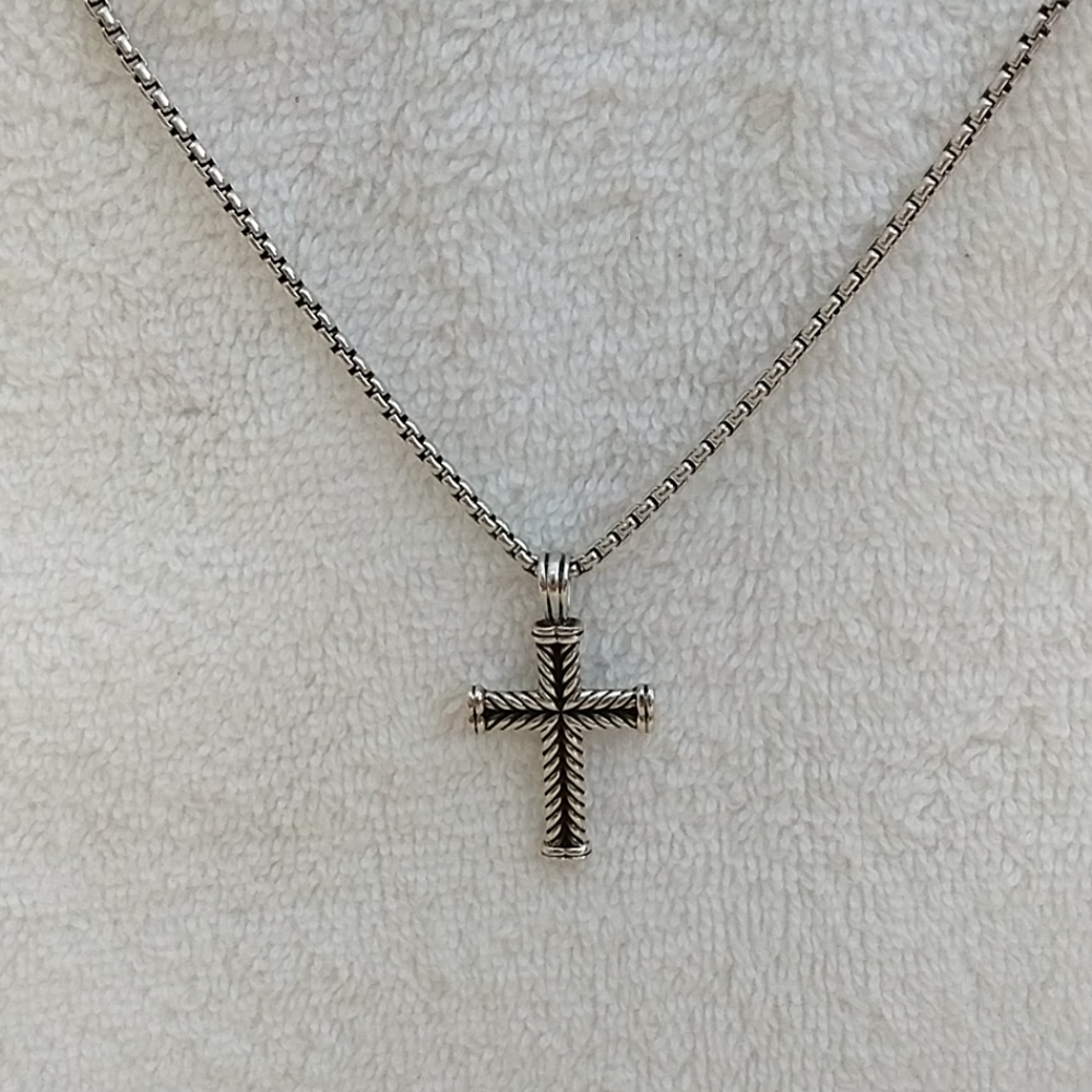 David Yurman silver chain and cross